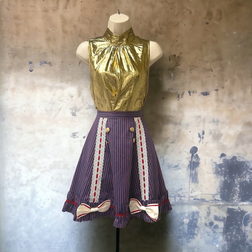 Vintage 1990s Lloyd Williams Liquid Gold Lamé Metallic Victorian Blouse Size L - Picture 10 of 12